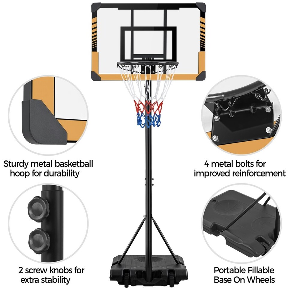 image 1 of Yaheetech 2.16-2.46M Portable Basketball Hoop Brown