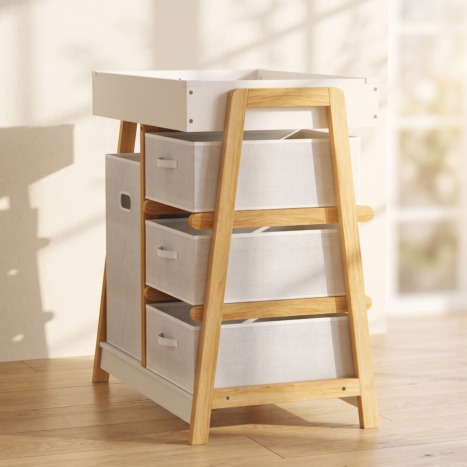image 1 of AIYAPLAY Baby Changing Table with 3 Drawers, Basket, Waterproof Pad