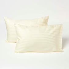 Homescapes Yellow Cotton Stripe Kids Pillowcases 40 x 60 cm 330 Thread Count - 2 Pack | Yellow
