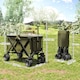 image 2 of Outsunny Folding Garden Trolley, Cargo Traile on Wheels, Collapsible Camping Trolley, Outdoor Utility Wagon with Steel Frame and Oxford Fabric, Green