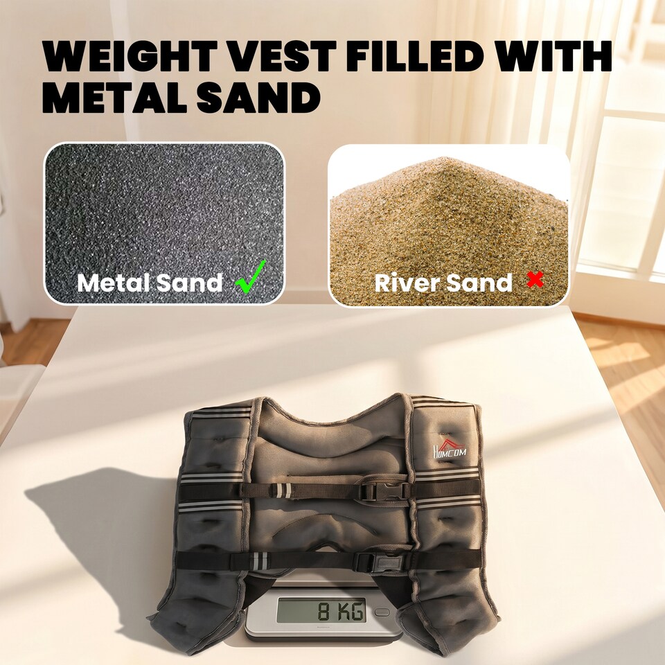 image 1 of HOMCOM 8KG Weighted Vest with Adjustable Straps, Pocket, Reflective Strips