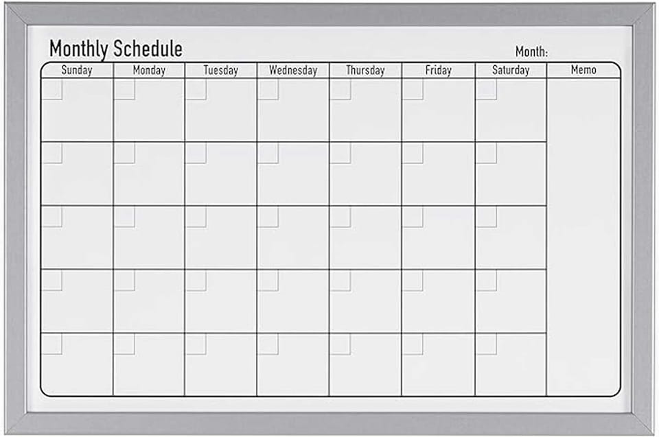 image 1 of KAV Dry Wipe Magnetic Monthly Planner Stylish Aluminium Frame Whiteboard Multipurpose Organizational Board with Self-Adhesive