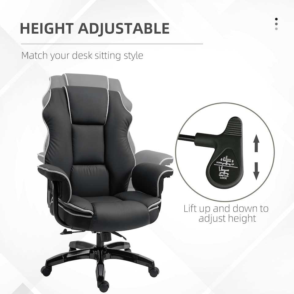 image 1 of Vinsetto High Back Office Chair with Height Adjustable, Reclining, Black