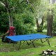 image 2 of Outsunny Double Camping Folding Cot Outdoor Portable Sleeping Bed, Blue