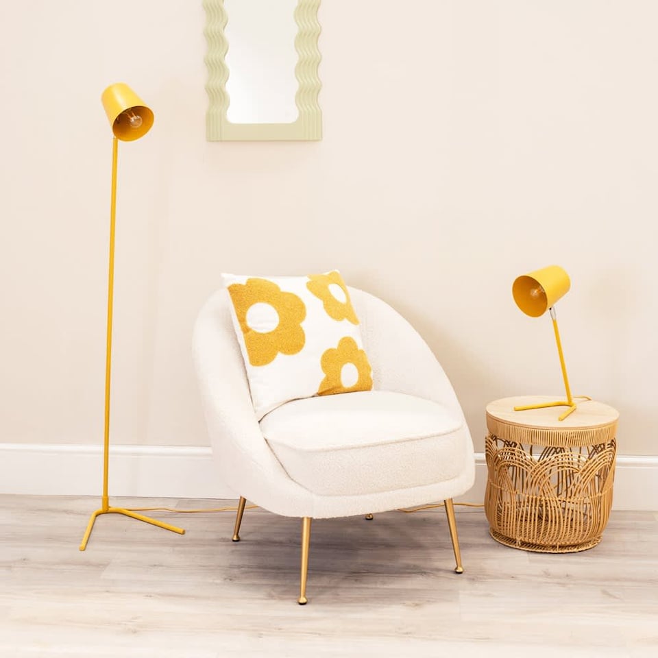image 1 of ValueLights Lark Mustard Yellow Metal Task Slimline Floor Lamp