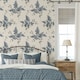 image 2 of Belgravia Tiffany Fiore Floral Textured Wallpaper - Navy - 32.1ft x 53cm Blue
