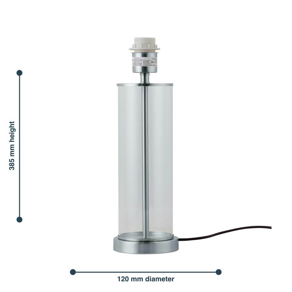 image 1 of Aura - Chrome with Glass Column Table Lamp Base Chrome | Clear