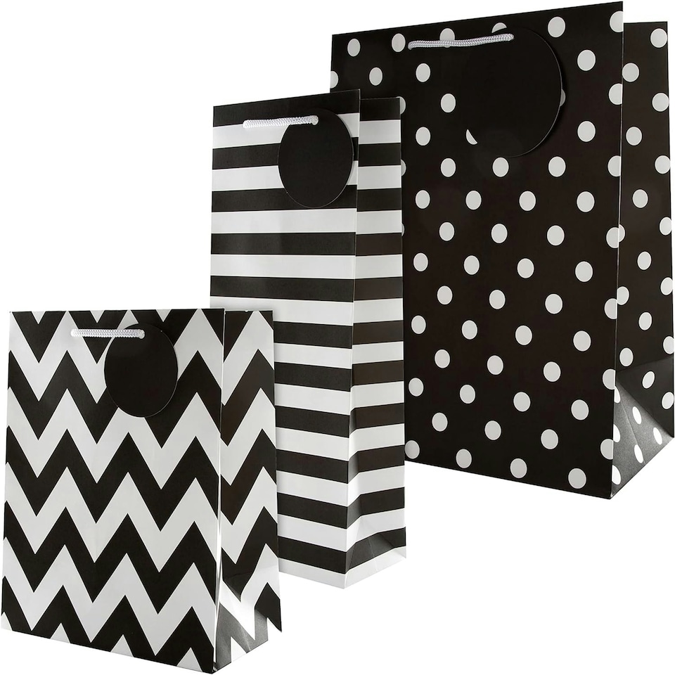 image 1 of Contemporary Black Designs Multi Occasion Gift Bag Bundle 3 Essential Sized Bags