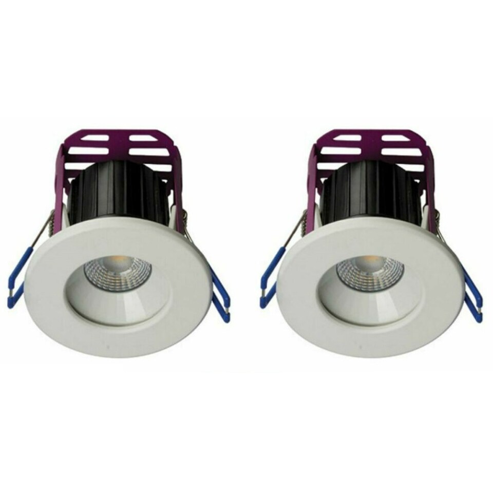 2 x Robus RRA083060-01 'Ramada' Dimmable LED Downlight 7W 3000K (White / Brushed Chrome)