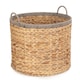 image 1 of Round Water Hyacinth Basket with Grey Rope Border Brown | Brown | L