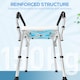 image 4 of HOMCOM Portable Shower Stool, Non-Slip Shower Chair with Adjustable Height, Rust-Free Aluminium Bath Chair for Elderly, Disabled, White
