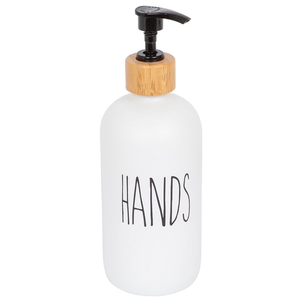 image 1 of Harbour Housewares Glass Hand Soap Dispenser - 500ml - White