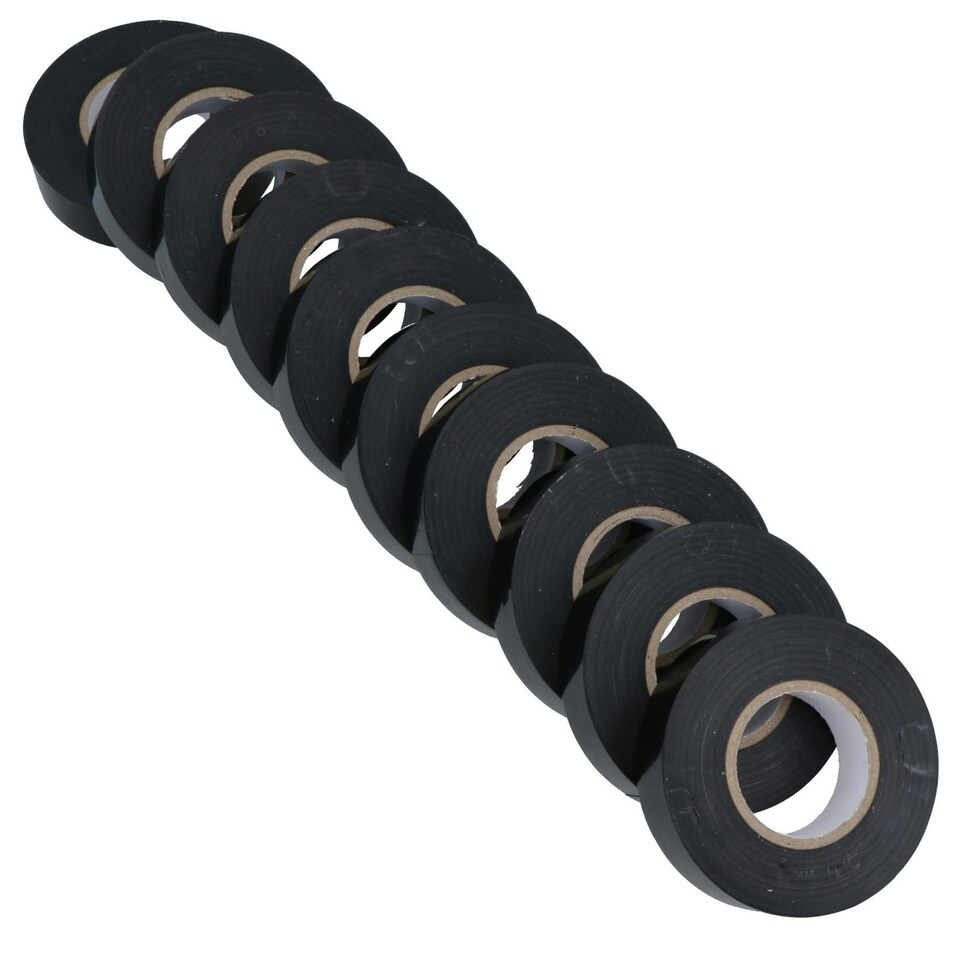 image 1 of BLACK electrical insulation tape 19mm wide x 20 metres long (pack of 10) TE482