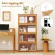 image 4 of COSTWAY 4-Tier Bookcase Bamboo Bookshelf with Doors Natural Brown