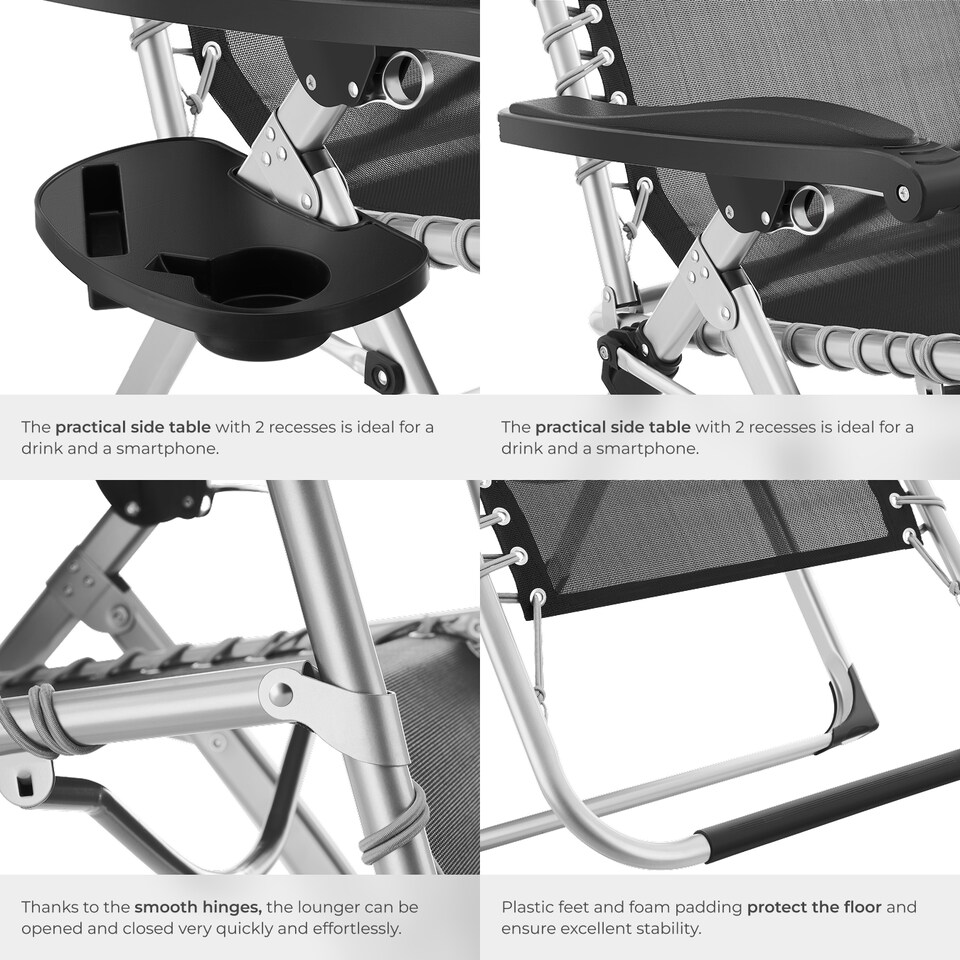 image 1 of Sun Lounger Cirrus with Plush Padding, Built-in Sun Shade and Folding Function | Grey | light grey | One Size | 2