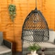 image 2 of ValueLights Battery Operated Outdoor Black Rattan Hanging Pendant Garden Light | Black