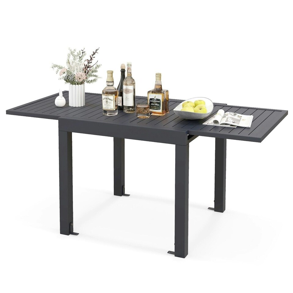 image 1 of COSTWAY Patio Dining Table 80-160cm 4-6 Person Grey