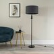 image 2 of ValueLights Marissa Charcoal Grey Fabric Drum Shade with Black Stacked Ball Floor Lamp with LED Bulb