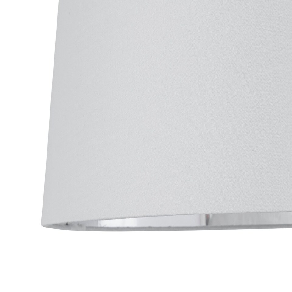 image 1 of Voyage - Dark Oak Table Lamp Bedside Light with White & Silver Shade | Brown | White | Large | 1