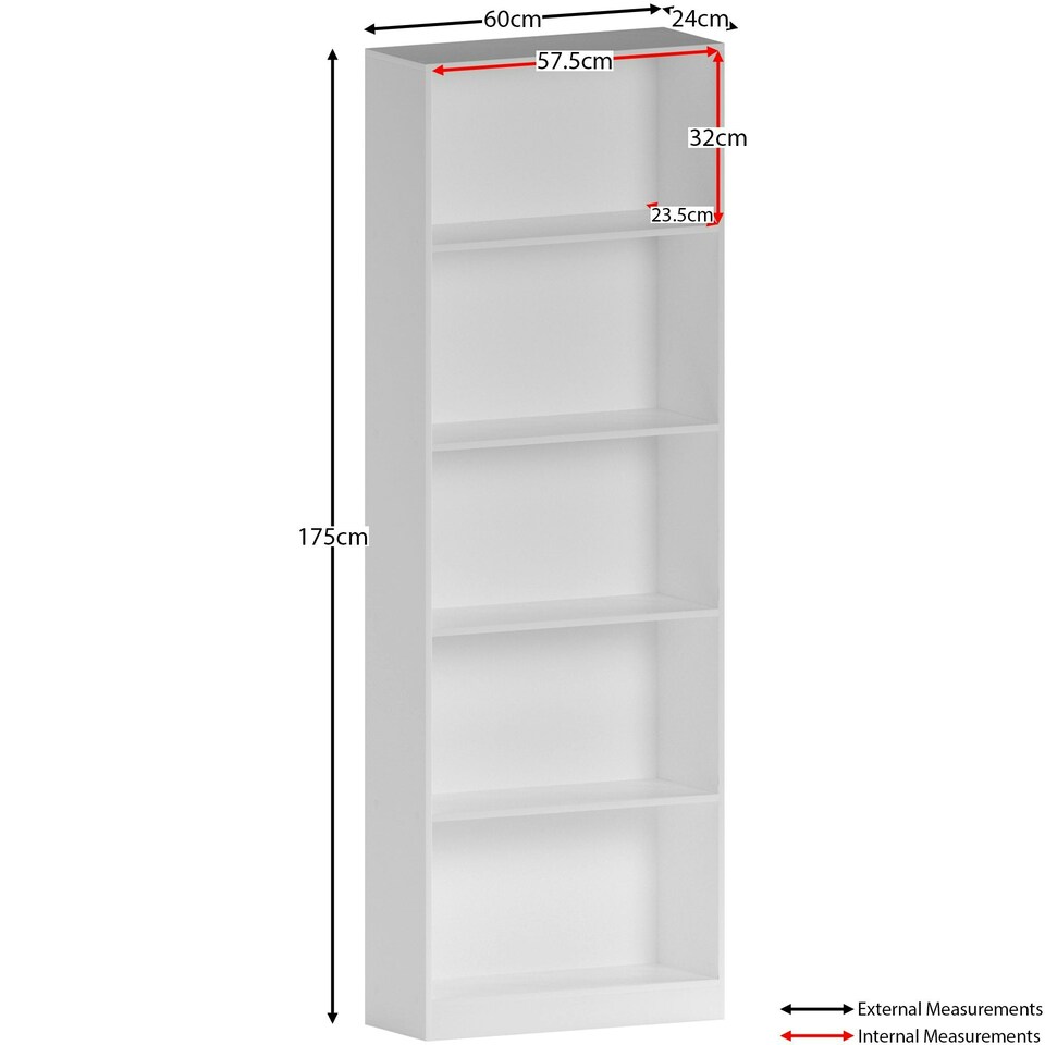 image 1 of Vida Designs Cambridge 5 Tier Extra Large Bookcase Display Storage, White