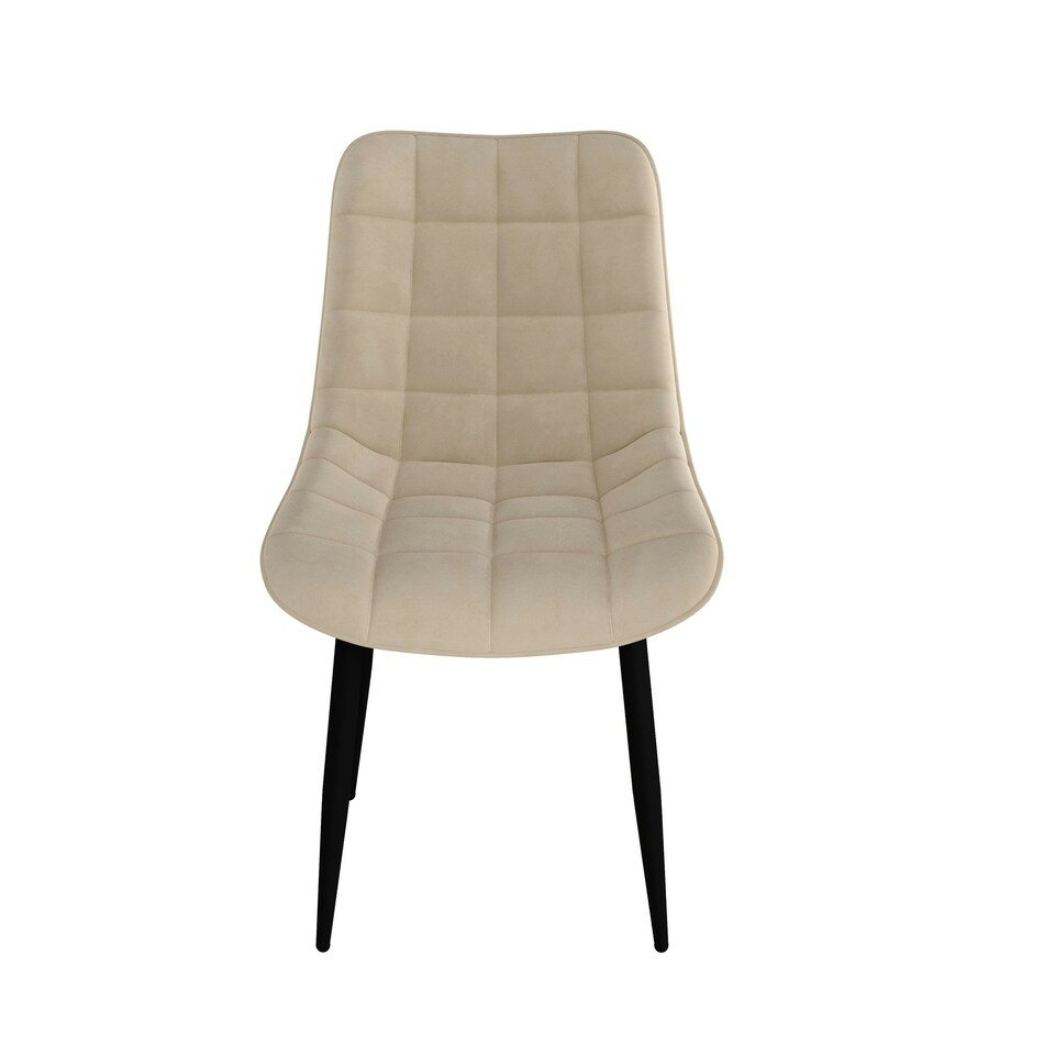image 1 of Set of 4 Nova Modern Velvet Dining Chair Padded Seat Metal Legs (Beige)