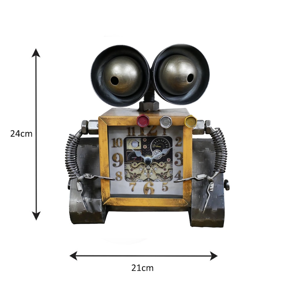 image 1 of Gifts Direct 2 U Square Industrial Robot Quartz Shelf Clock
