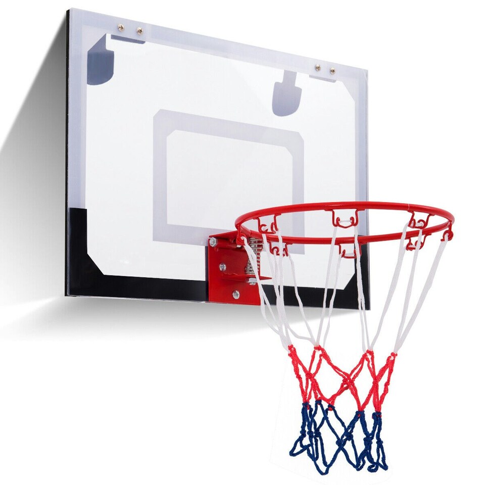 image 1 of COSTWAY Basketball Hoop Over-The-Door Basketball Backboard Red | Standard