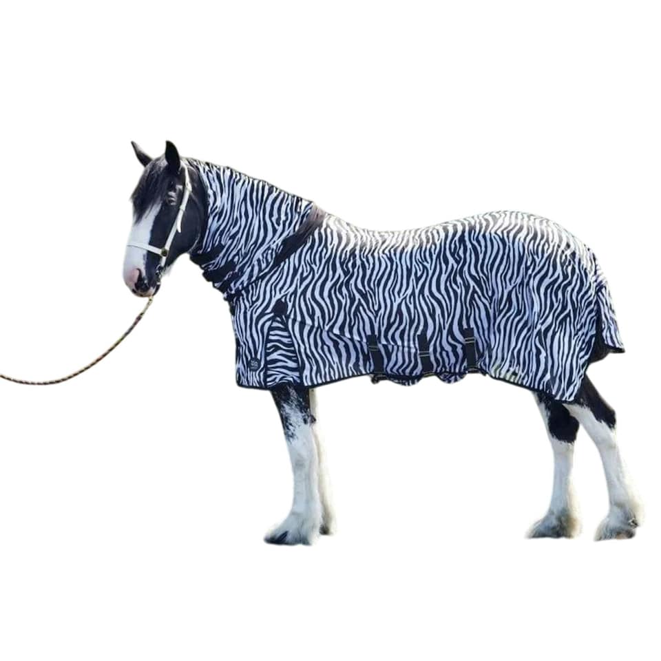 Firefoot Combo Neck Zebra Print Horse Fly Rug - White/Black - 6´ 6"