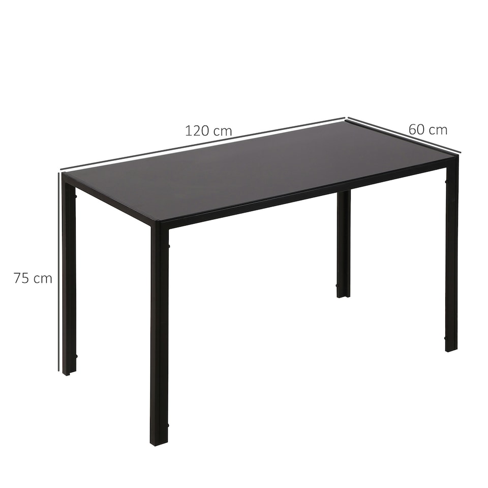 image 1 of HOMCOM Modern Rectangular 4 Seater Dining Table with Tempered Glass Top