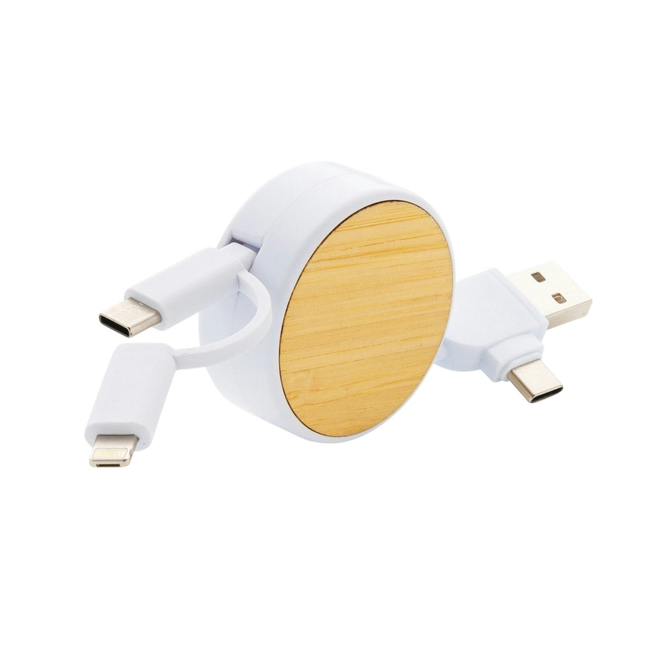image 1 of XD Collection Ontario Recycled Plastic 6-In-1 Retractable Connector Cable - White - One Size