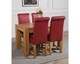 image 4 of Kuba 125x80cm Chunky Oak Small Dining Table and 4 Washington Leather Chairs | Red | Red