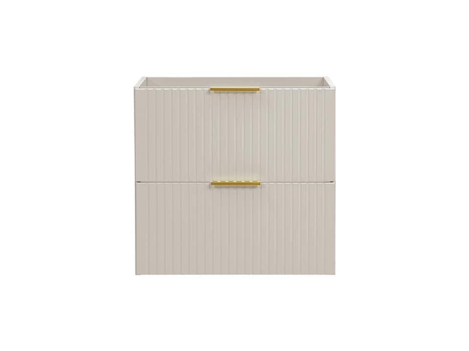 image 1 of Bathroom Vanity Unit 600mm Sink Cabinet Beige Cashmere Modern Wall Floating Fluted Ribbed Drawers Storage Adel