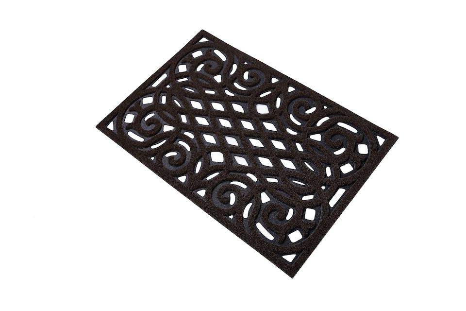 image 1 of Nicoman Victorian Style Rubber Outdoor Door Mat Brown 90 x 60cm | Brown | 91 x 61cm