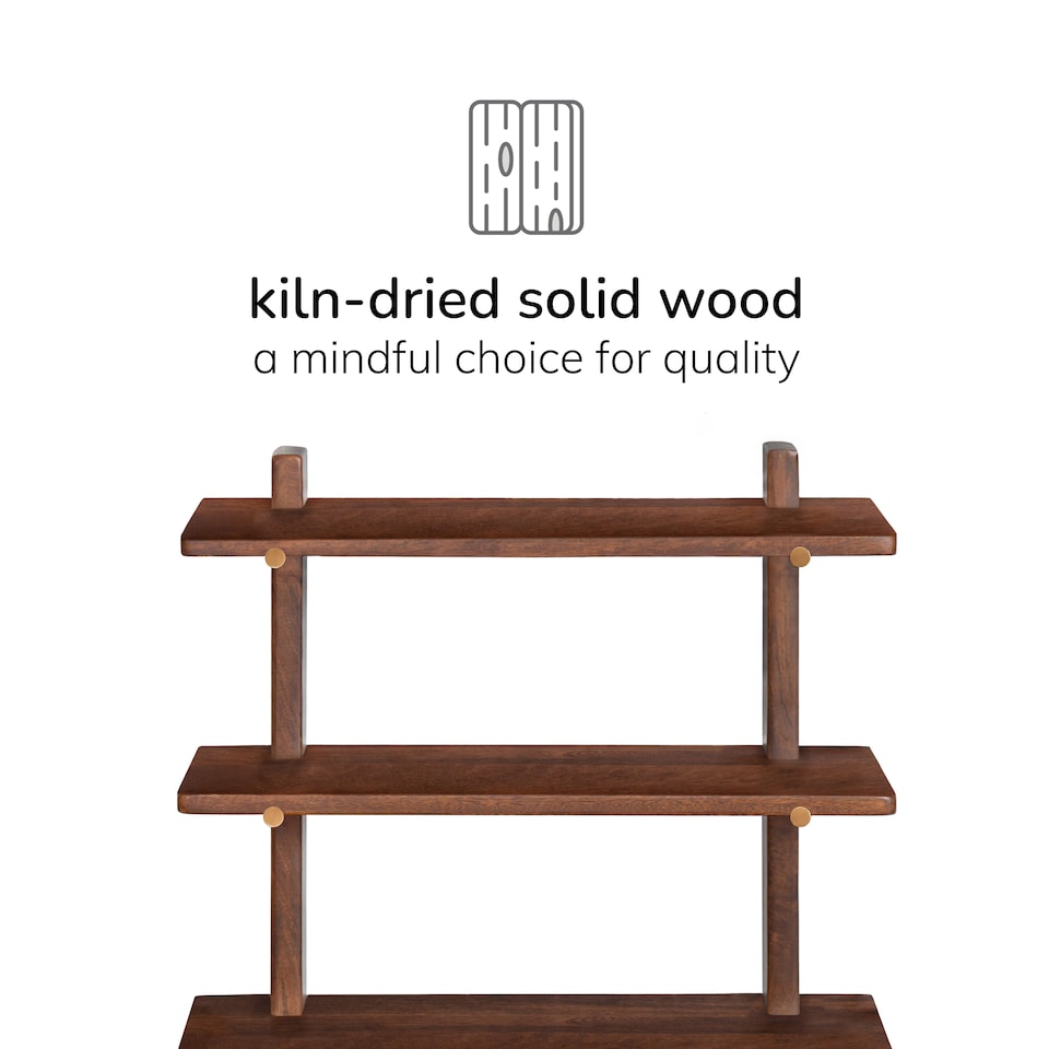 image 1 of Oliver Floating Shelves - 3 Tier Solid Wood Wall Shelf