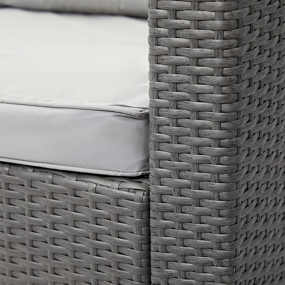 image 1 of Nustone Garden Patio Rattan 3 Seat Sofa Set with Chaise Lounger and Footrest in Light Grey Grey | Light Grey
