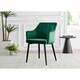 image 2 of Furniturebox 2x Calla Green Velvet Dining Chairs with Black Legs