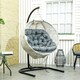 image 7 of Outsunny Hanging Egg Chair Outdoor Indoor Swing Chair, Folding Basket Brown