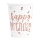 image 1 of Pack of 8 Birthday Glitz Rose Gold Prismatic Foil 9oz Paper Cups
