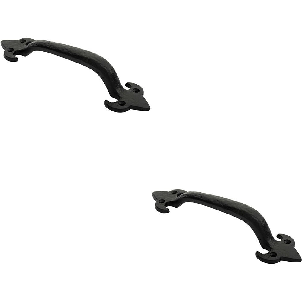 Loops 2x Traditional Forged Iron Pull Handle 230 x 56mm Black Antique Door Handle