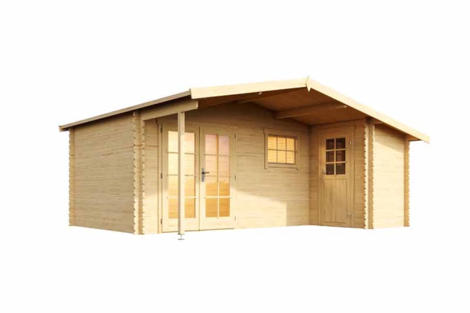 image 1 of Little Rock-Log Cabin, Wooden Garden Room, Timber Summerhouse, Home Office - L558.7 x W480 x H245.1 cm | Brown