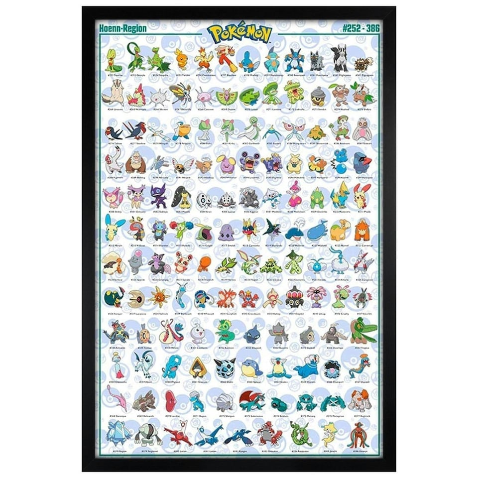 image 1 of Black Wooden Framed Pokémon Hoenn Maxi Poster Framed Poster