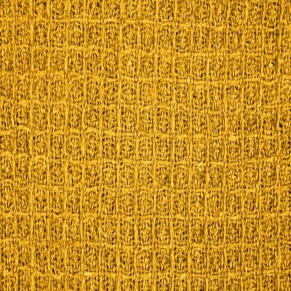 image 1 of Waffle Collection Recycled Cotton Throw in Ochre (90" x 100")