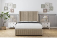 Sloomy Marlborough Almond Coniston Divan Bed With Mattress 2 Drawers Footend With 54" Wingback Headboard & 12" Matching Footboard 4' Small Double | Cream | Almond | Small Double | 1