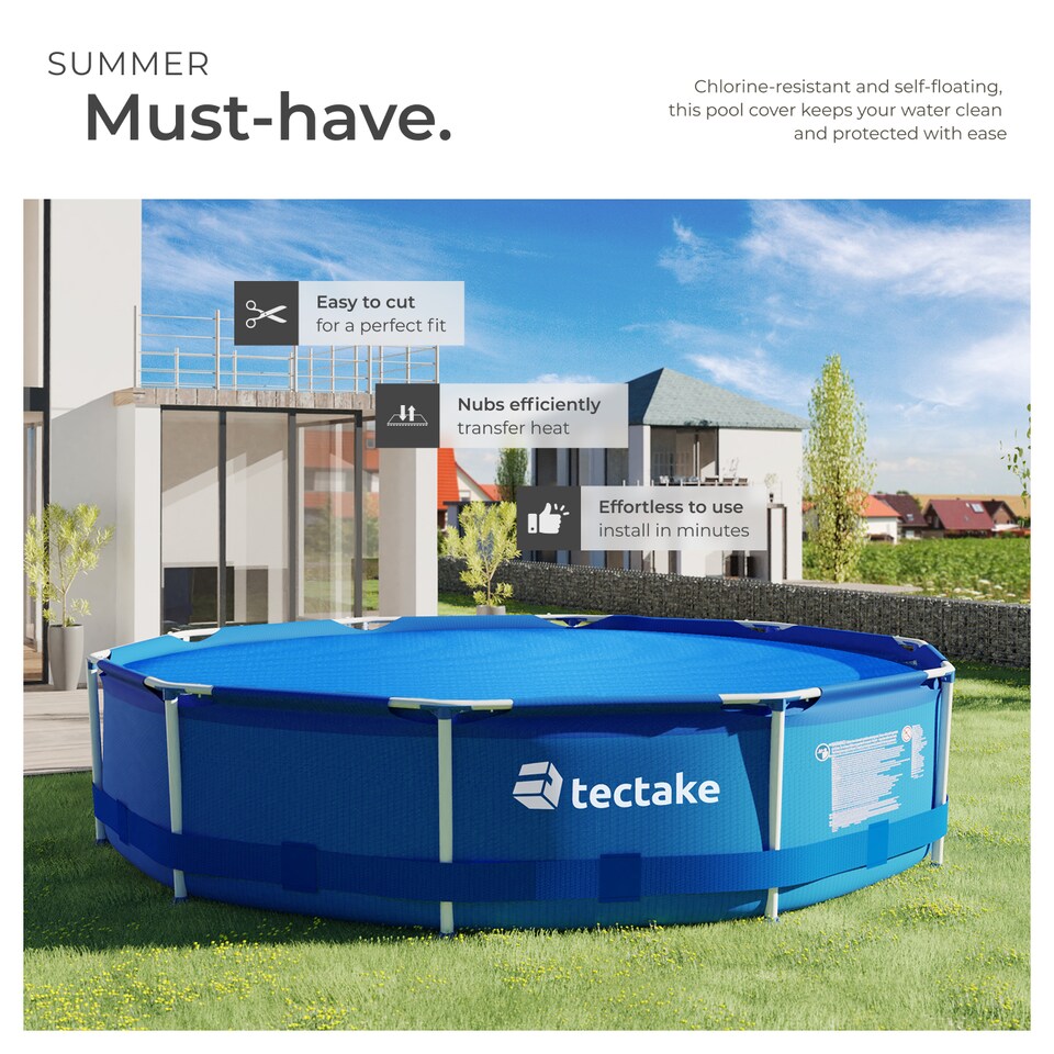 image 1 of Pool Cover - round, floating, protects and warms the water | Blue | blue | Ø 381 cm | 1