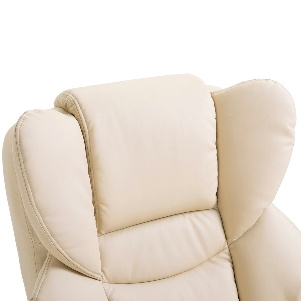 image 1 of HOMCOM PU Leather Manual Reclining Armchair Footstool Padded Seat Cream