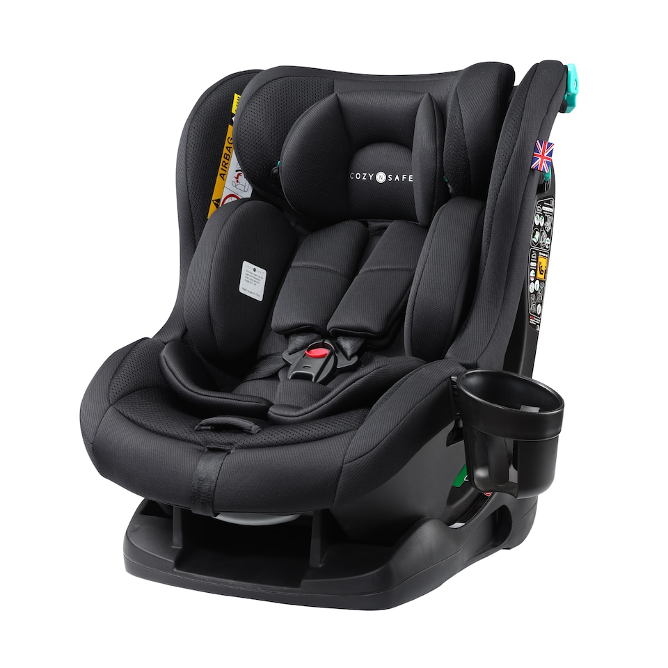 image 1 of Cozy N Safe Fitzroy+ i-Size Car Seat 40-150cm, Extended Rear Facing, Forward & Rear Facing, 5 Point Harness, Side Impact Protection, Adjustable Headrest, Cup Holder, Birth to 12 Years (Jet)