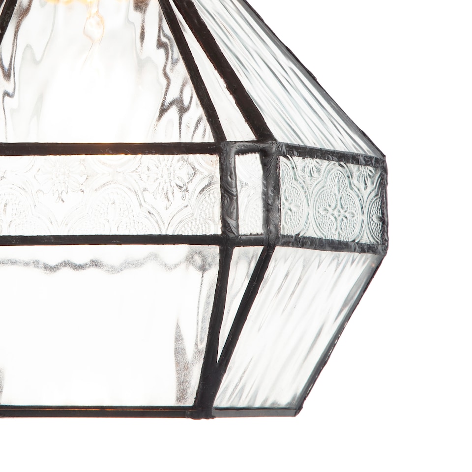 image 1 of Vintage Classic Bronze Pendant Shade with Moroccan and Water Glass | Clear