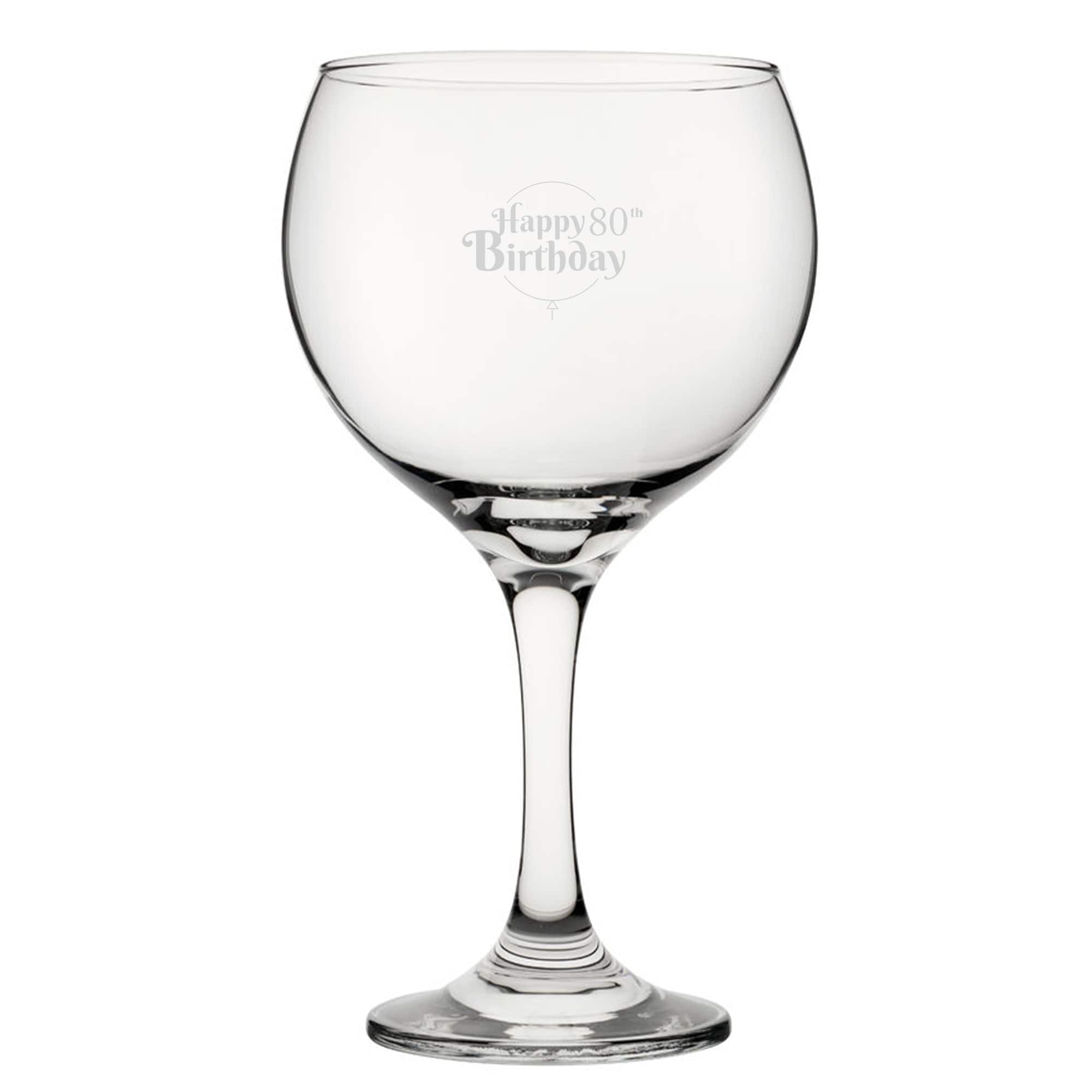 Personalised 80th Birthday Gin Balloon Cocktail Glass for Friend