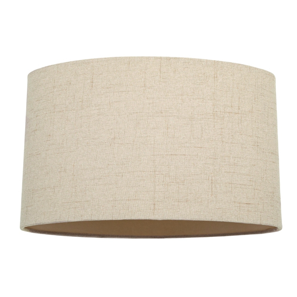 image 1 of Contemporary and Sleek Taupe Stitched Effect Linen Fabric Oval Lamp Shade | Cream