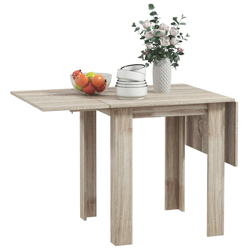 image 1 of HOMCOM Folding Dining Table Extendable Kitchen Table Drop Leaf Table for 2-4
